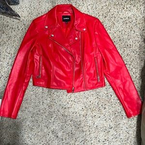 BEAUTIFUL Express Red Leather Jacket. Basically BRAND new. Gently used.